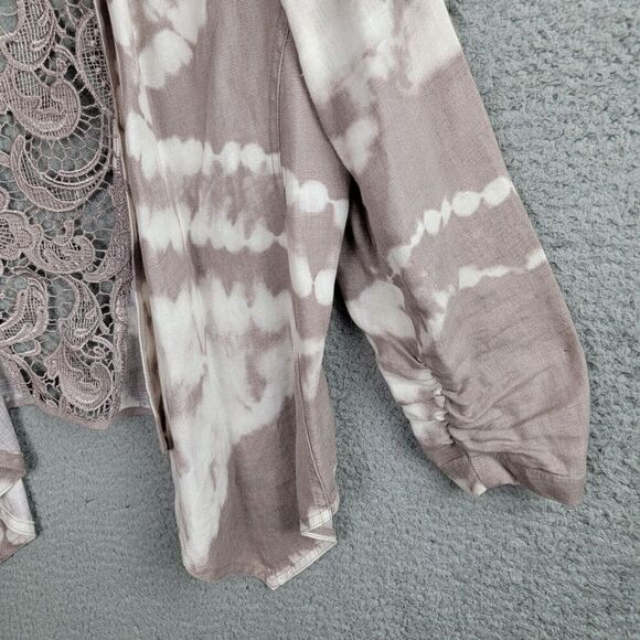 INC International Concepts Jacket Cardigan Womens M Linen Tie Dye Boho Neutrals - Picture 4 of 11